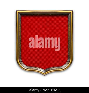 Heraldic shield diploma in wooden frame isolated on white Stock Photo