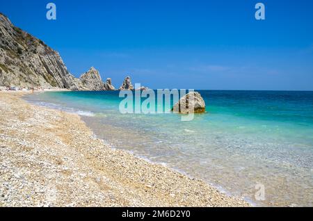 Due Sorelle beach riviera del Conero Numana Marche Ancona  adriatic sea Italy Stock Photo