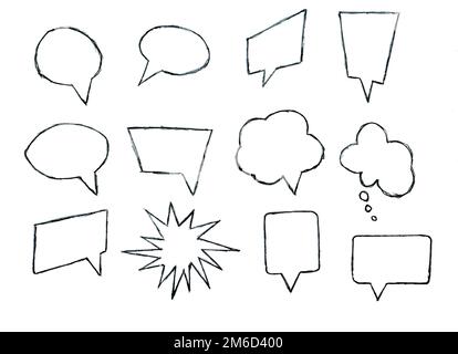 Set of hand drawn speech bubbles for text and chats Stock Photo