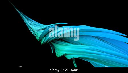 Dark blue background. Design. A twisted green loop rotating around itself  and above it a green square in abstraction Stock Photo - Alamy