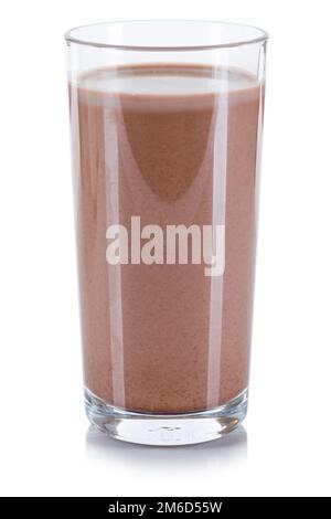 Fresh chocolate drink milk glass isolated on white Stock Photo