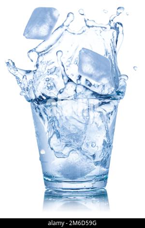 Water glass ice cubes isolated on white Stock Photo