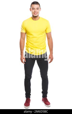 Young latin man full body portrait latino smiling people isolated on white Stock Photo