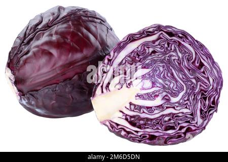 Red cabbage sliced fresh food vegetable isolated Stock Photo