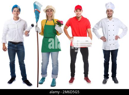 Education profession young people professions business full body portrait career isolated on white Stock Photo