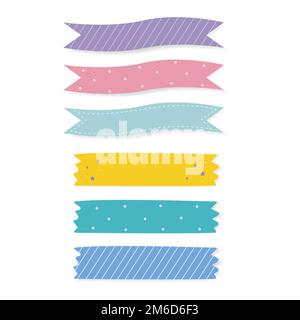 Colorful patterned adhesive tape vector set Stock Vector