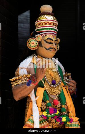 Kathakali dancer. Kathakali dance show at the Boris Garden Sofia in Bulgaria. Stock Photo