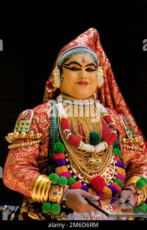 Kathakali dancer. Kathakali dance show at the Boris Garden Sofia in Bulgaria. Stock Photo