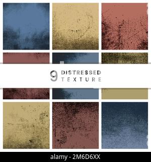 Grunge distressed textured backgrounds vector set Stock Vector