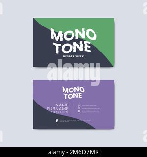 Monotone business card template mockup vector Stock Vector