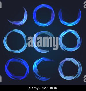 Blue abstract circle banners vector set Stock Vector