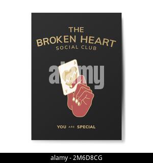 The broken heart social club logo vector Stock Vector