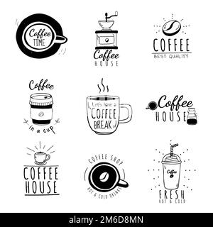 Set of coffee shop logos vector Stock Vector