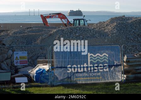 Southsea Coastal Scheme, sea wall repairs, Portsmouth, Hampshire, UK. Stock Photo