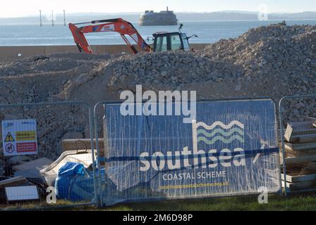 Southsea Coastal Scheme, sea wall repairs, Portsmouth, Hampshire, UK. Stock Photo
