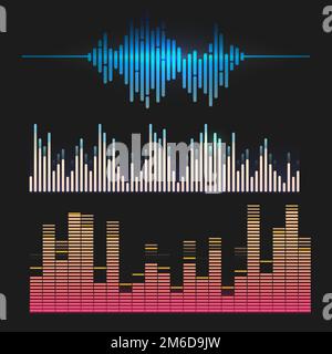 Colorful sound wave equalizer vector design set Stock Vector