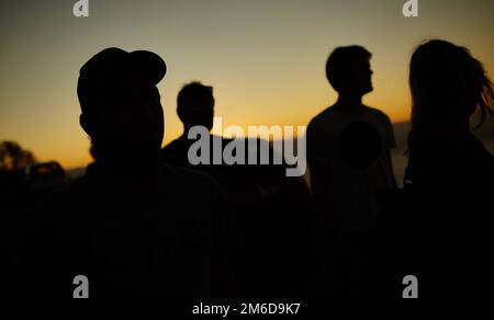 A magnificent vew and a golden sunset. A beautiful view of a golden sunset from a hilltop. Stock Photo