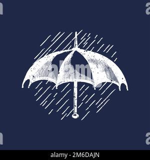 Umbrella in the rain badge vector Stock Vector