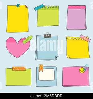 Note papers doodle style vector set Stock Vector