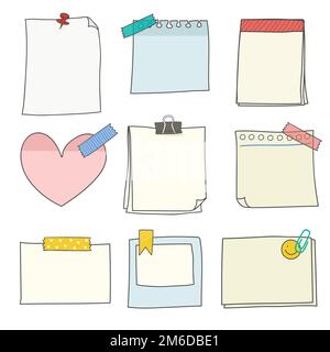 Note papers doodle style vector set Stock Vector