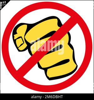 No fighting karate red circle stop sign Stock Photo