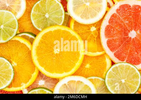 Citrus fruits collection food background oranges lemons limes grapefruit fresh fruit Stock Photo