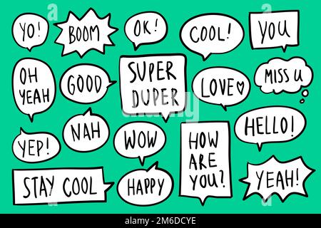 Collection of speech bubbles on green background vector Stock Vector