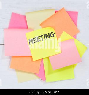 Meeting appointment business team concept desk note paper Stock Photo