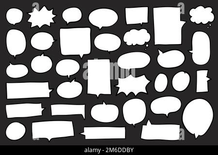 Collection of speech bubbles on black background vector Stock Vector