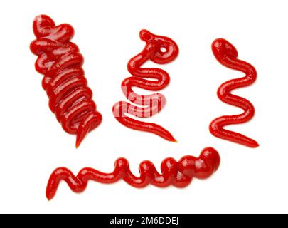 Ketchup Splashes Isolated On White Background Stock Photo