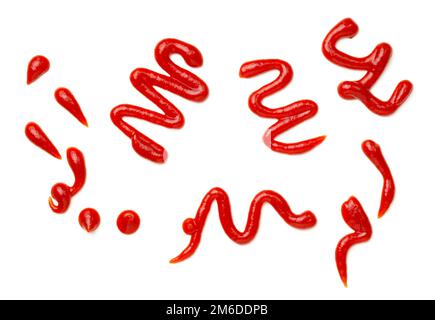 Ketchup Splashes Isolated On White Background Stock Photo