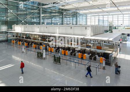 Munich Airport MUC Lufthansa Terminal 2 Stock Photo