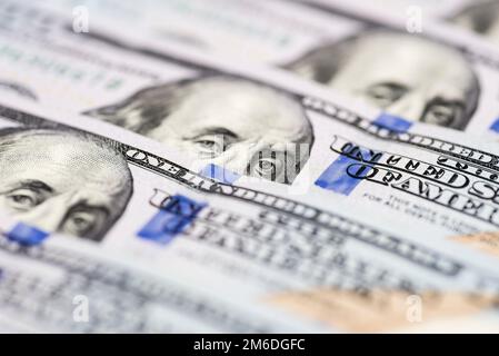 Dolar USA close up. The texture of the fragment of the dollar bill Stock Photo