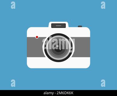 Vector camera in flat retro style. Vintage photography technology. Old hipster picture device. Stock Photo