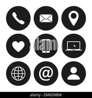 Set of contact us icon. Web communication icons isolated. Mail phone location website account internet icon. Stock Photo