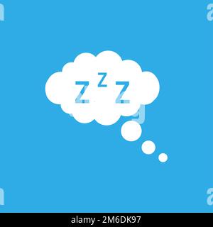 Cloud with zzz and bubbles on blue background. Sleeping illustration. Comic or phrase design. Stock Photo