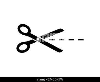 Scissiors icon. Cut paper or sign. Cut line. Tool for cutting. Stock Photo