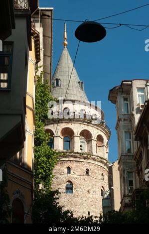 The Galata Tower in the Pera district on the European side of Istanbul Stock Photo