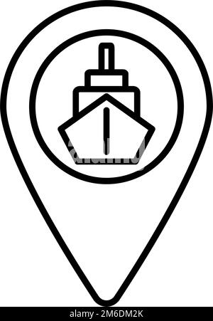 Port location pin vector icon symbol map isolated on white background ...