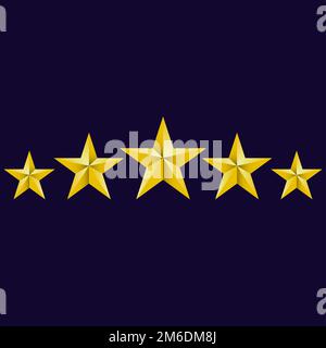 Vector illustration for 5 gold stars different sizes flat Stock Photo