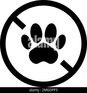 Simple no animal silhouette sign. No pets allowed. Paw and stop sign. Editable vector. Stock Vector