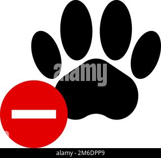 No animals allowed. Animal Restrictions Signs. Paw and stop signs. Editable vectors. Stock Vector