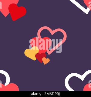 Valentine day red hearts background, vector seamless pattern Stock Photo