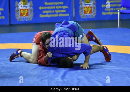 Orenburg, Russia - October 25-26, 2019: Boys competitions Self-defense without weapons in the Champi Stock Photo