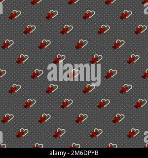 Valentine day red hearts beauty background, vector seamless pattern Stock Photo