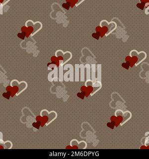 Valentine day red hearts background, vector seamless pattern Stock Photo