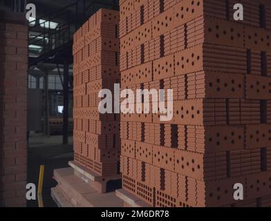 Exit the bricks from the oven for roasting. Stock Photo