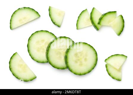 Cucumber Slices Isolated On White Background Stock Photo