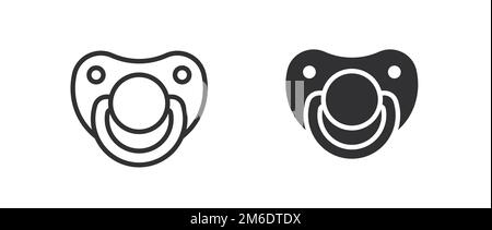 Baby pacifier line and glyph icons on white background. Vector illustration. Stock Vector