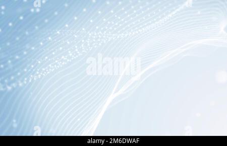 Abstract clean waves white background.Dots lines presentation concept. Stock Photo